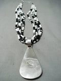Native American Very Important Dan Coriz Santo Domingo Sterling Silver Black White Necklace-Nativo Arts