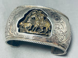 Native American Navajo Cowboy Vintage Native American Navajo Sterling Silver Gold Bracelet-Nativo Arts