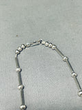 Unique Long Stone Inlay Vintage Native American Navajo Turquoise Sterling Silver Necklace-Nativo Arts