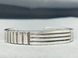Johnny Nez Vintage Native American Navajo Sterling Silver Thick Bracelet-Nativo Arts