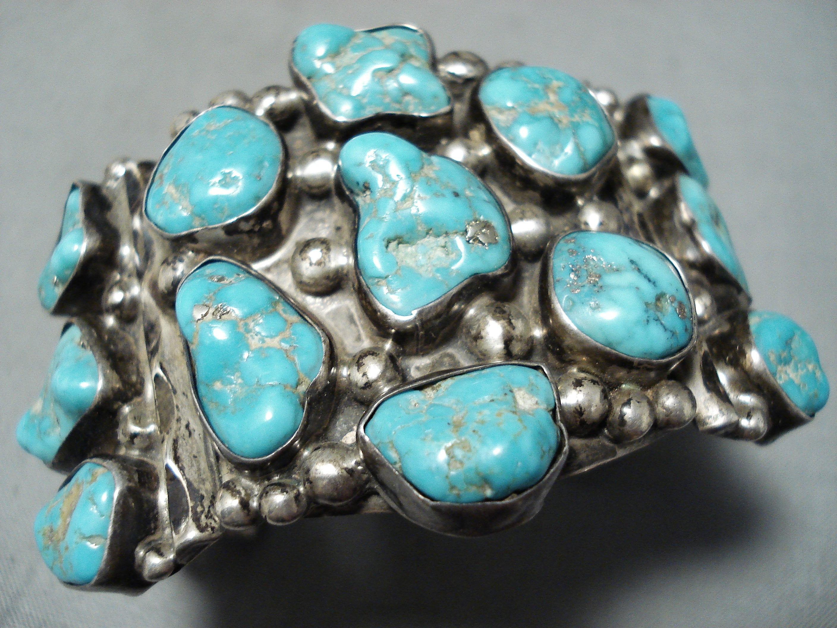Nora Nelson Vintage Native American Navajo Blue Gem Turquoise