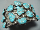 Nora Nelson Vintage Native American Navajo Blue Gem Turquoise Sterling Silver Bracelet-Nativo Arts