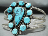 Gorgeous Vintage Native American Navajo Blue Diamond Turquoise Sterling Silver Bracelet-Nativo Arts