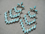 Fantastic Zuni Turquoise Sterling Silver Dangle Earrings Native American-Nativo Arts
