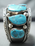 Marie Thompson Vintage Native American Navajo 12 Kingman Turquoise Sterling Silver Bracelet-Nativo Arts