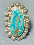 Fabulous Vintage Native American Navajo Kingman Turquoise Sterling Silver Ring-Nativo Arts