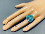 Adorable Vintage Native American Zuni Turquoise Sterling Silver Heart Ring-Nativo Arts