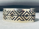 Signed Thick Native American Navajo Sterling Silver Bracelet-Nativo Arts