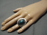 Amazing Vintage Navajo Round Hat Sterling Silver Native American Turquoise Ring-Nativo Arts
