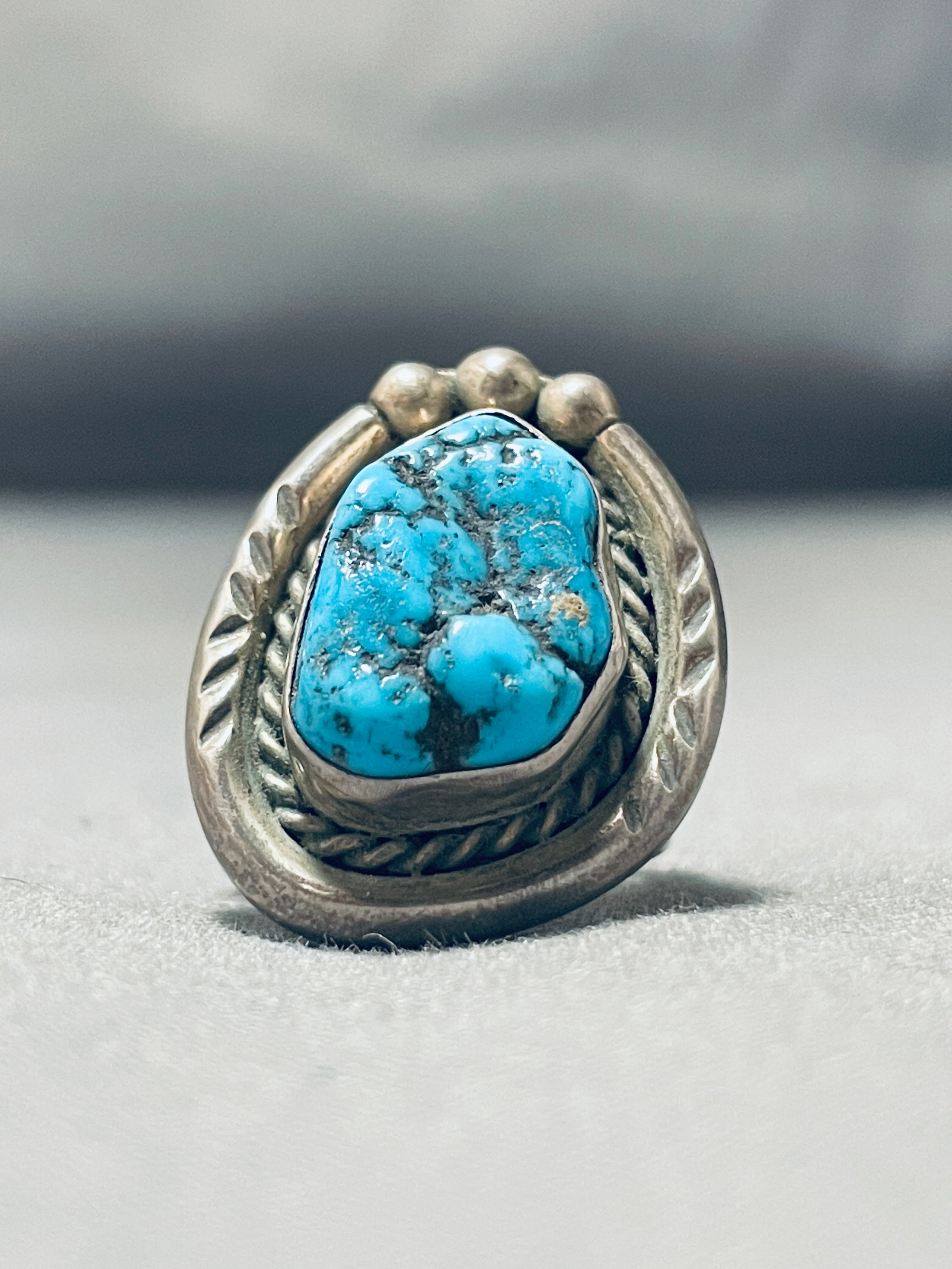 Signed Vintage Native American Navajo Turquoise Sterling Silver 