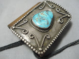 Superior Vintage Native American Navajo Pilot Mountain Turquoise Sterling Silver Ketoh Bracelet-Nativo Arts