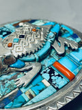 Best Important Native American Navajo Toad Turquoise Inlay Sterling Silver Buckle-Nativo Arts