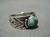 Fabulous Jeanette Dale Native American Navajo Natural Royston Turquoise Sterling Silver Ring-Nativo Arts