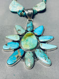 Turquoise Sun Longer Native American Navajo 34 Inch Sterling Silver Necklace-Nativo Arts