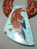 Native American Important Ray Rosetta Santo Domingo Spiny Oyster Sterling Silver Necklace-Nativo Arts