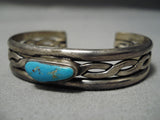 Vibrant Vintage Native American Navajo Turquoise Sterling Silver Coiled Bracelet Old-Nativo Arts