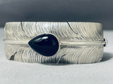 Native American Extreme Detail Important Ben Begaye (d.) Sterling Silver Black Stone Bracelet-Nativo Arts