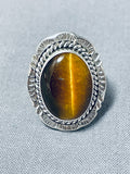 Beautiful Bett Smith Native American Navajo Tiger Eye Sterling Silver Ring-Nativo Arts