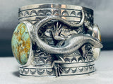 Huge Lizard Native American Royston Turquoise Sterling Silver Bracelet-Nativo Arts