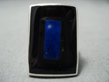 Fabulous Zuni Lapis Sterling Silver Ring Native American-Nativo Arts