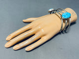 Exquisite Native American Navajo Kingman Turquoise Sterling Silver Bracelet-Nativo Arts