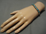 Rare Vintage Zuni Native American Blue Gem Turquoise Sterling Silver Bracelet-Nativo Arts