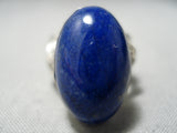 Thick!! Heavy Native American Navajo Lapis Sterling Silver Important Ring-Nativo Arts