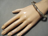 For Larger Wrist Huge Vintage Native American Navajo Thick Sterling Silver Coil Bracelet Old-Nativo Arts