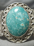 Early Museum Vintage Native American Navajo Carico Lake Turquoise Sterling Silver Bracelet Old-Nativo Arts
