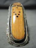 Custom Vintage Navajo Native American Spiny Oyster Jet Sterling Silver Ring Old-Nativo Arts