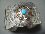 For 8.5' Wrist Large Vintage Native American Navajo Turquoise Sterling Silver Bracelet-Nativo Arts