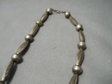 Superior Vintage Native American Navajo Turquoise Chunk Sterling Silver Bead Necklace Old-Nativo Arts