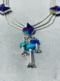 Very Unique Vintage Southwest Inlay Sterling Silver Necklace-Nativo Arts