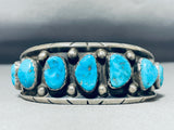 Dramatic Vintage Native American Zuni Morenci Turquoise Sterling Silver Bracelet-Nativo Arts