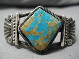 Important Native American Navajo Martinez #8 Turquoise Sterling Silver Bracelet-Nativo Arts