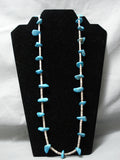 Amazing Vintage Navajo Bright Blue Turquoise Heishi Native American Necklace Old-Nativo Arts