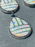 Fabulous Native American Navajo Synthetic Opal Sterling Silver Earrings-Nativo Arts
