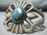 Rare Vintage Native American Navajo Bisbee Turquoise Sterling Silver Bracelet Old-Nativo Arts