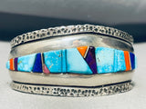 Wes Willie Award Winning Vintage Native American Navajo Inlay Gold Sterling Silver Bracelet-Nativo Arts
