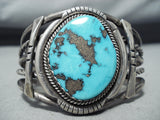 Very Important Godber Turquoise Vintage Native American Navajo Sterling Silver Bracelet-Nativo Arts