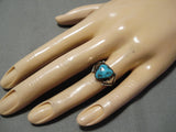 Impressive Vintage Native American Navajo Morenci Turquoise Sterling Silver Ring-Nativo Arts