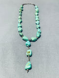 Native American Rare Vintage Santo Domingo Emerald Valley Turquoise Sterling Silver Necklace-Nativo Arts