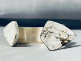 One Of The Most Unique Ever Native American Navajo White Agate Sterling Silver Bracelet-Nativo Arts
