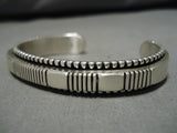 Detailed Johnny Nez Vintage Navajo Sterling Silver Native American Bracelet-Nativo Arts
