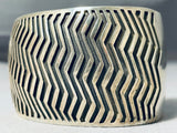 Precise Elevated Detail Native American Navajo Sterling Silver Zig Zag Wide Bracelet-Nativo Arts