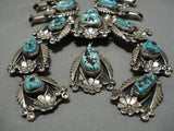 300 Gram Vintage Native American Navajo Turquoise Sterling Silver Squash Blossom Necklace Old-Nativo Arts