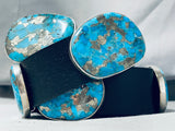 Huge Turquoise Chunk Native American Navajo Sterling Silver Concho Belt Rare!-Nativo Arts
