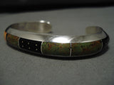 Superlative Vintage Native American Navajo Royston Turquoise Sterling Silver Inlay Bracelet-Nativo Arts