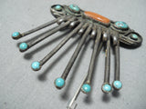 Incredible Vintage Native American Navajo Sleeping Beauty Turquoise Sterling Silver Pin Old-Nativo Arts