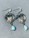 Beautiful Native American Navajo Kingman Turquoise Sterling Silver Mercury Dime Earrings-Nativo Arts